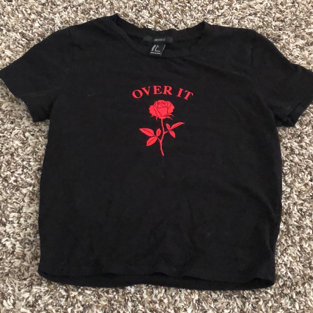 “Over It” black crop top